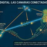 Diagrama de conexión FTTH desde Canarias hasta Madrid.
